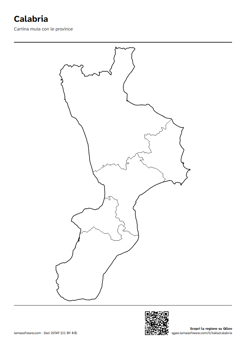 Anteprima della scheda: Cartina muta della Calabria con le province