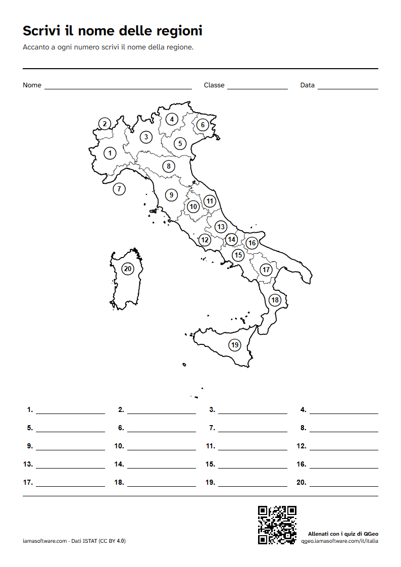 Anteprima della scheda: Esercizio: scrivi il nome delle regioni d'Italia