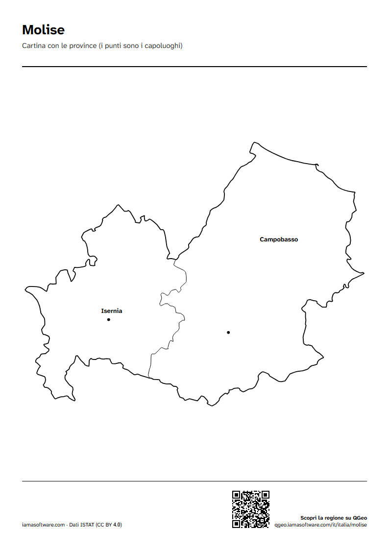 Anteprima della scheda: Cartina del Molise con le province e i capoluoghi