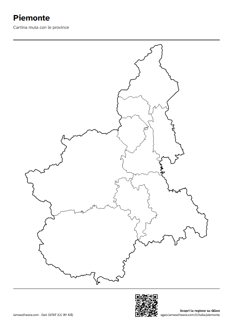Anteprima della scheda: Cartina muta del Piemonte con le province