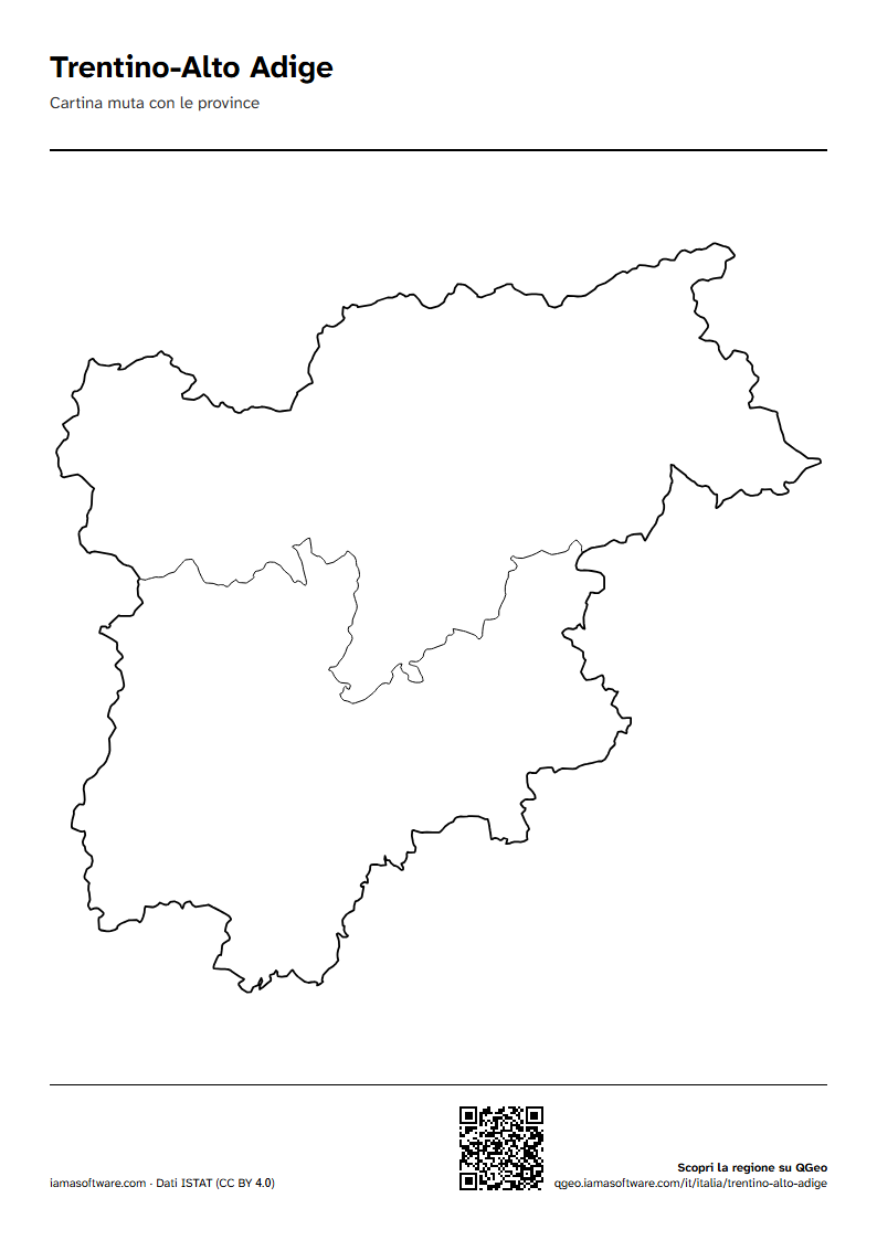 Anteprima della scheda: Cartina muta del Trentino-Alto Adige con le province